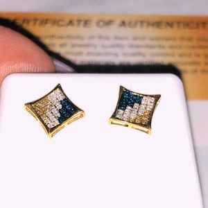 10k yellow gold vermeil REAL diamond custom designed lite earrings, best gift